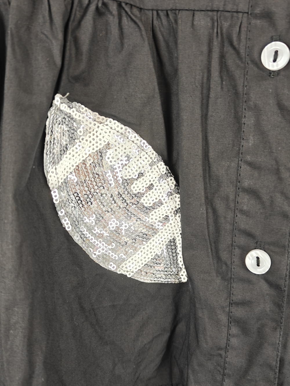 Lula the Label Black Sequin Football Shirt Dress Game Day Glam Puff Sleeve Mini - Picture 12 of 16